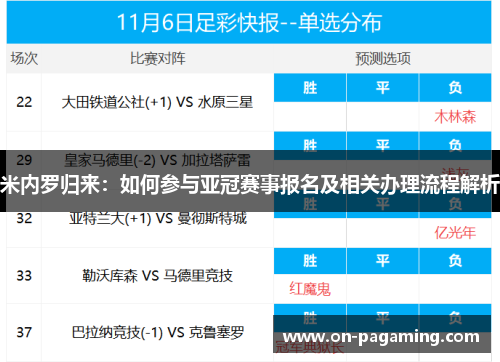 米内罗归来：如何参与亚冠赛事报名及相关办理流程解析